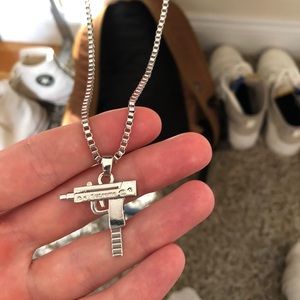 BUNDLE DEAL gold bar chain uzi chain silver